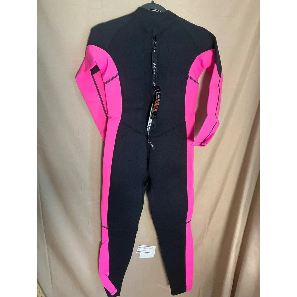 Hevto Wetsuit Kids Size 12 Black Pink NEW 3/2mm Neoprene Back Zip Full Body